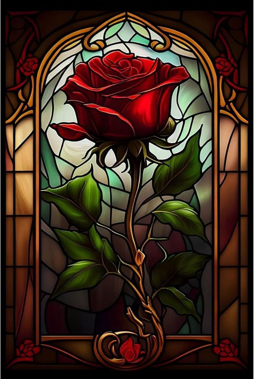 Rose Diamond Painting Kit for Adults, Rose Diamond Art Kits for Adults, Flower Gem Art for Home Wall Decor 16x12inch